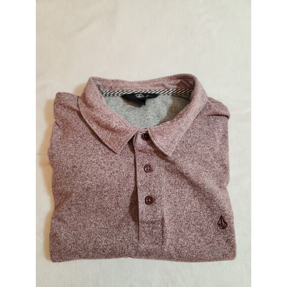 Volcom Polo Shirt Mens Large Red Short Sleeve Golf Skate Street Urban Heather - Picture 1 of 11